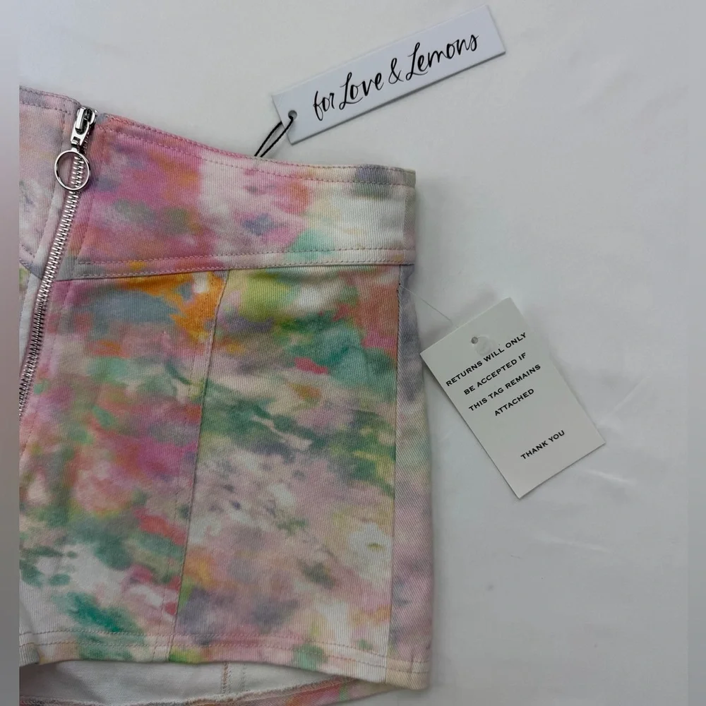 For Love & Lemons Smythe Hot Short XS Pastel Tie Dye Festival‎